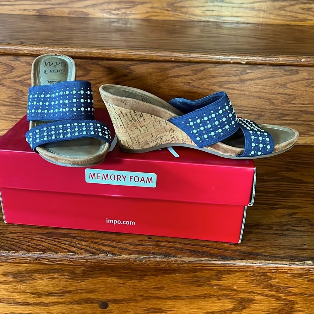Impo Memory Foam Russell Denim Wedge, size 7M